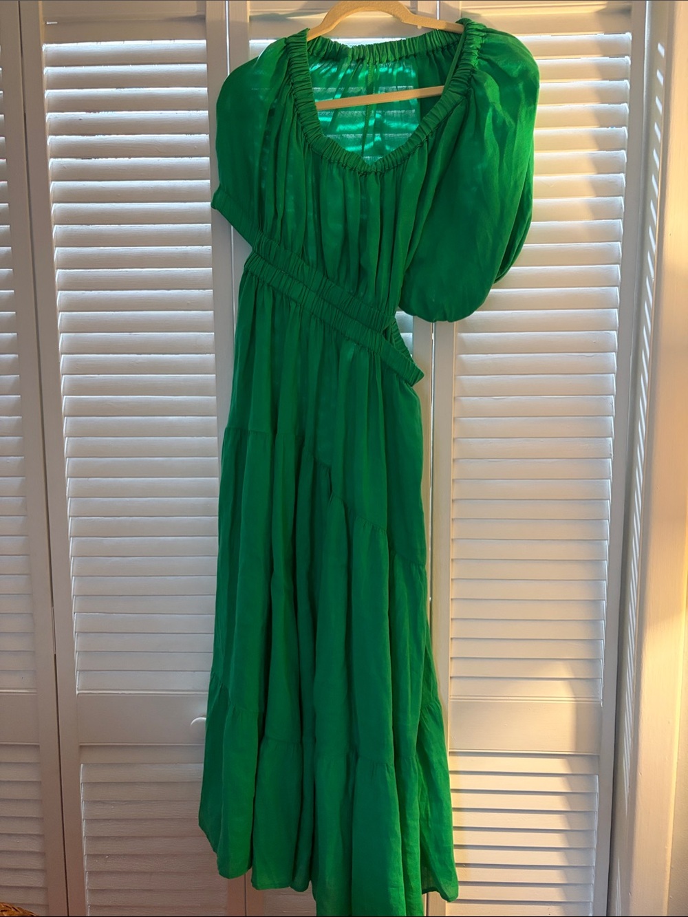 Velvet by Graham & Spencer Emerald Green Puff Sleeve Maxi Dress